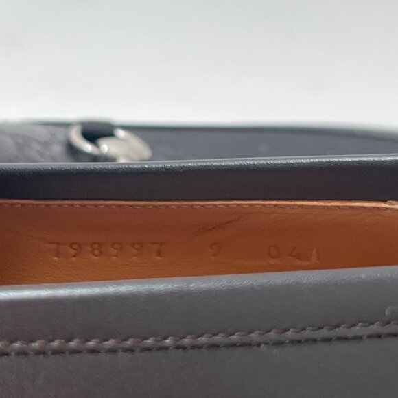 Gucci GG Debossed Leather Men Loafers Horsebit Cocoa Brown Dress Shoes Size 9 - Picture 12 of 15